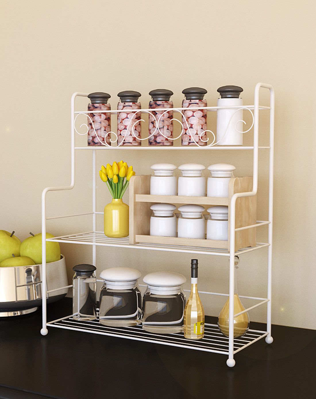 > 居家厨房三层调味瓶置物架