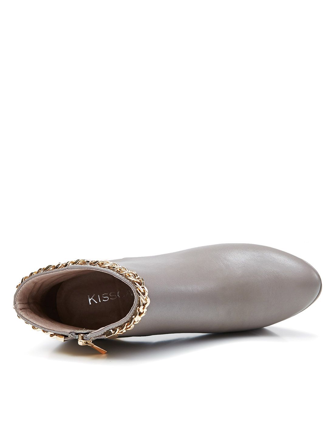 接吻猫kisscat15年新款灰紫色粒面牛皮超高跟矮靴d55704-05dc-w-灰