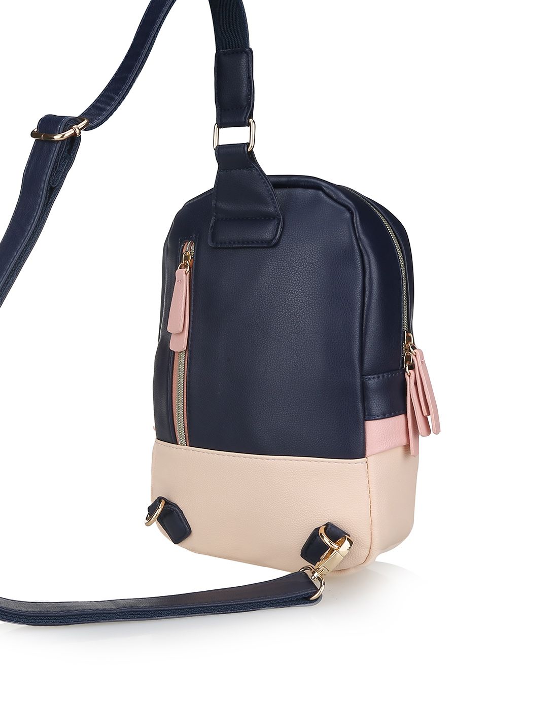 女款蓝色撞色胸包