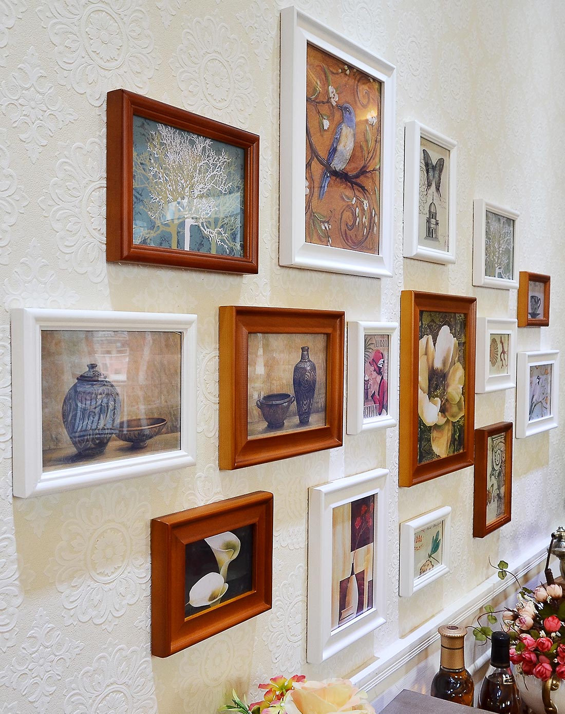 15框欧式宜家照片墙白胡组合