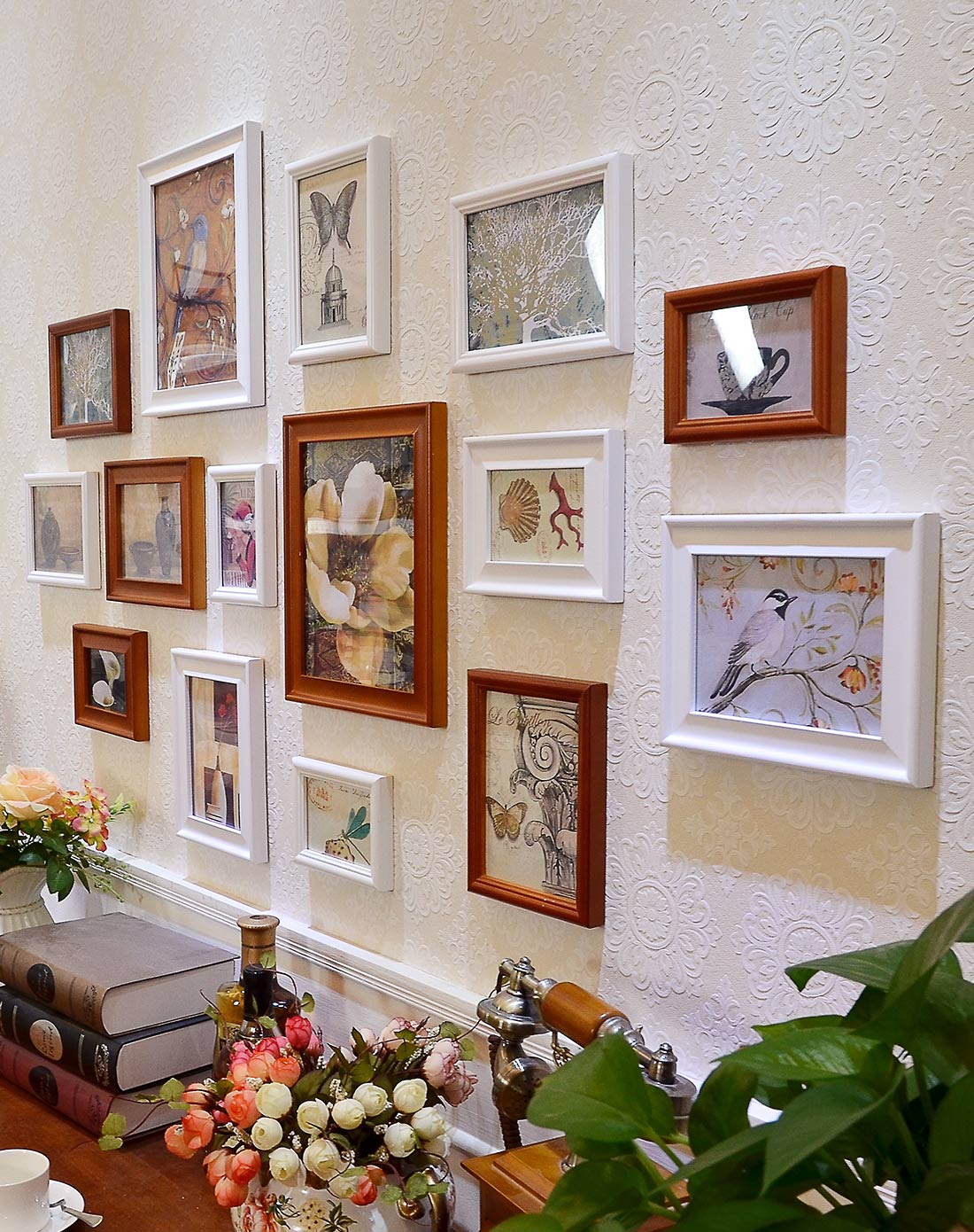 15框欧式宜家照片墙白胡组合