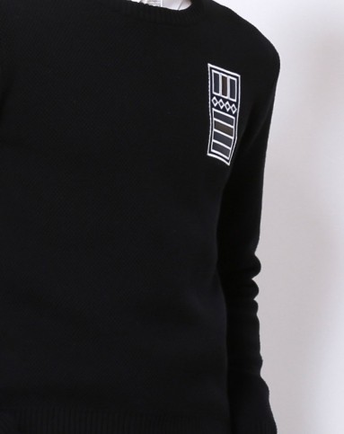 三福时尚男女装男款黑色贴皮绣圆领毛衣350125黑色_唯品会