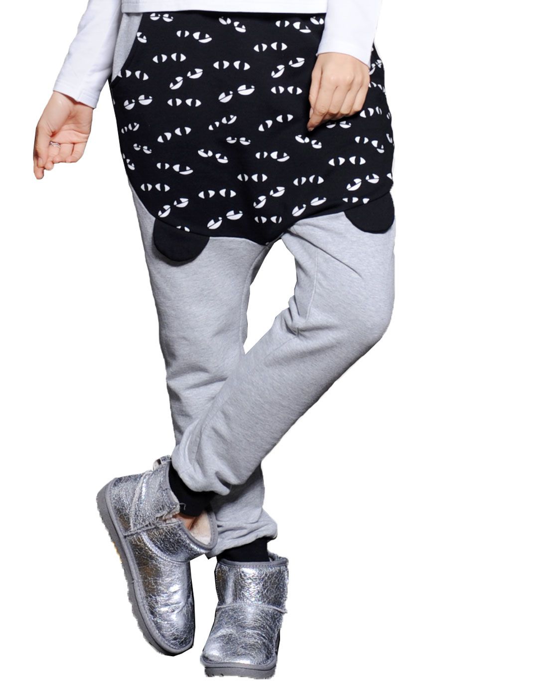 a02珍藏版花灰色潮流时尚眼睛图案个性长裤dtp6d0161pn807_唯品会