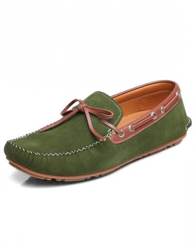 绿色牛反绒皮/牛皮生活休闲皮鞋