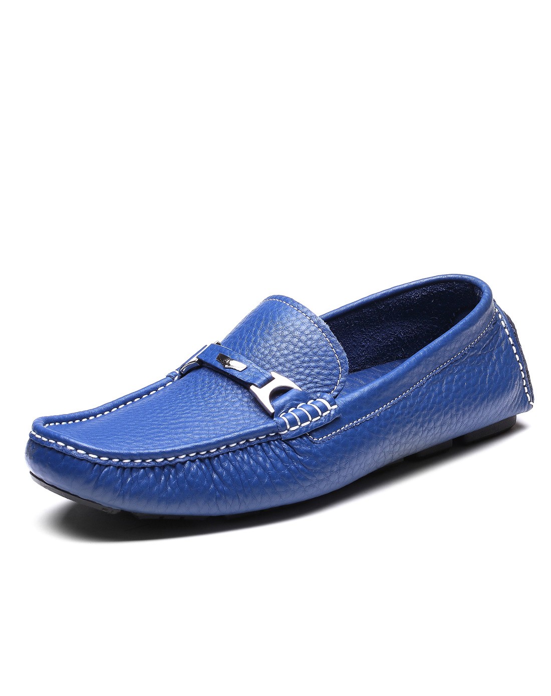 蓝色牛皮生活休闲皮鞋