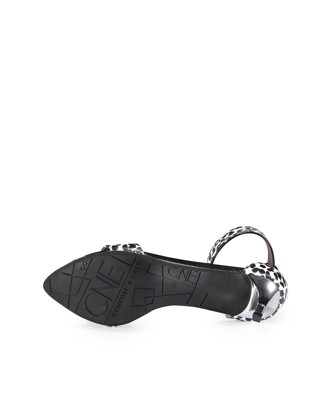 2015新品专柜同款黑白色性感豹纹金属凉鞋