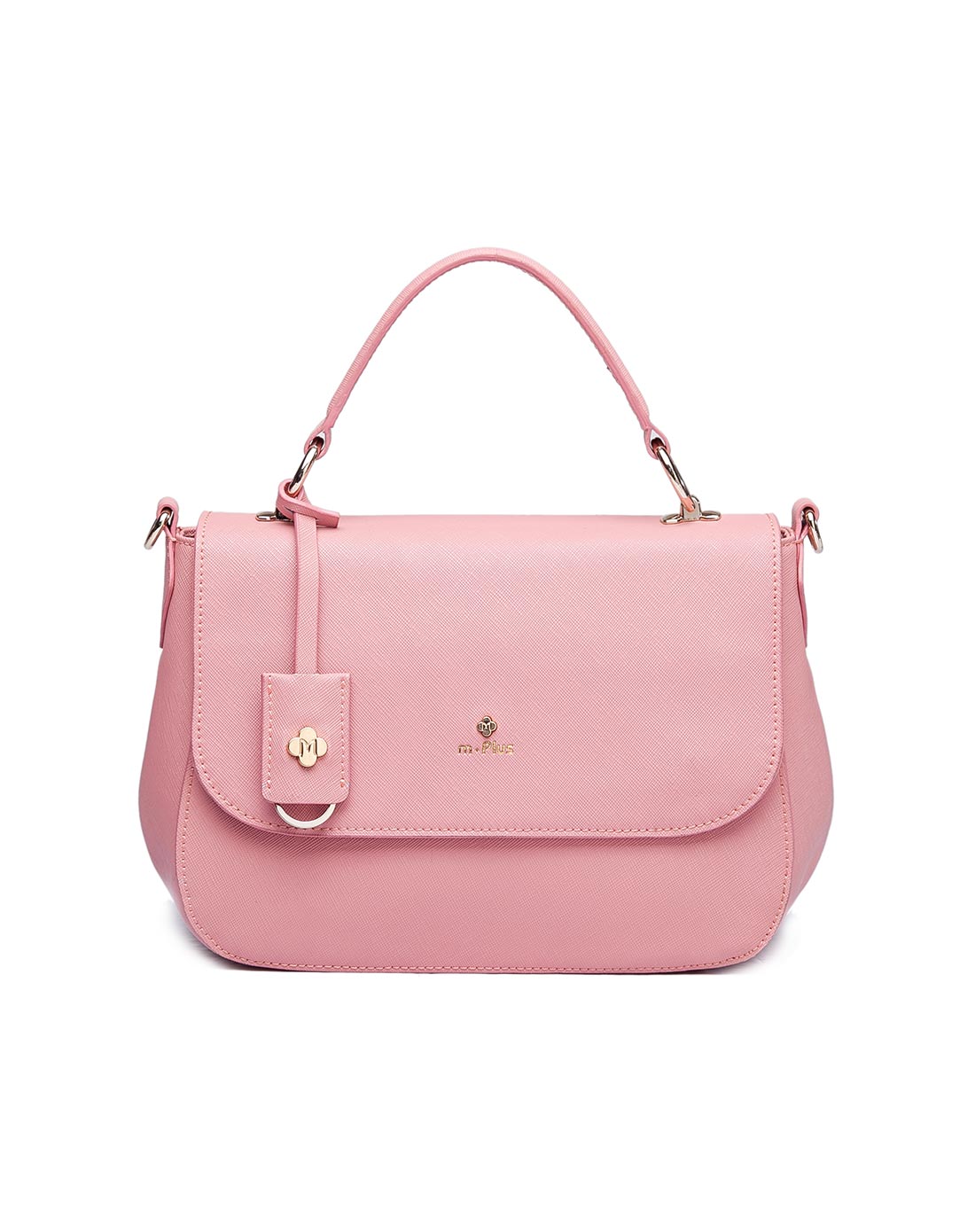 麦包包集团时尚m plus 粉红色西尔维娅牛皮手提单肩斜挎包1409002402