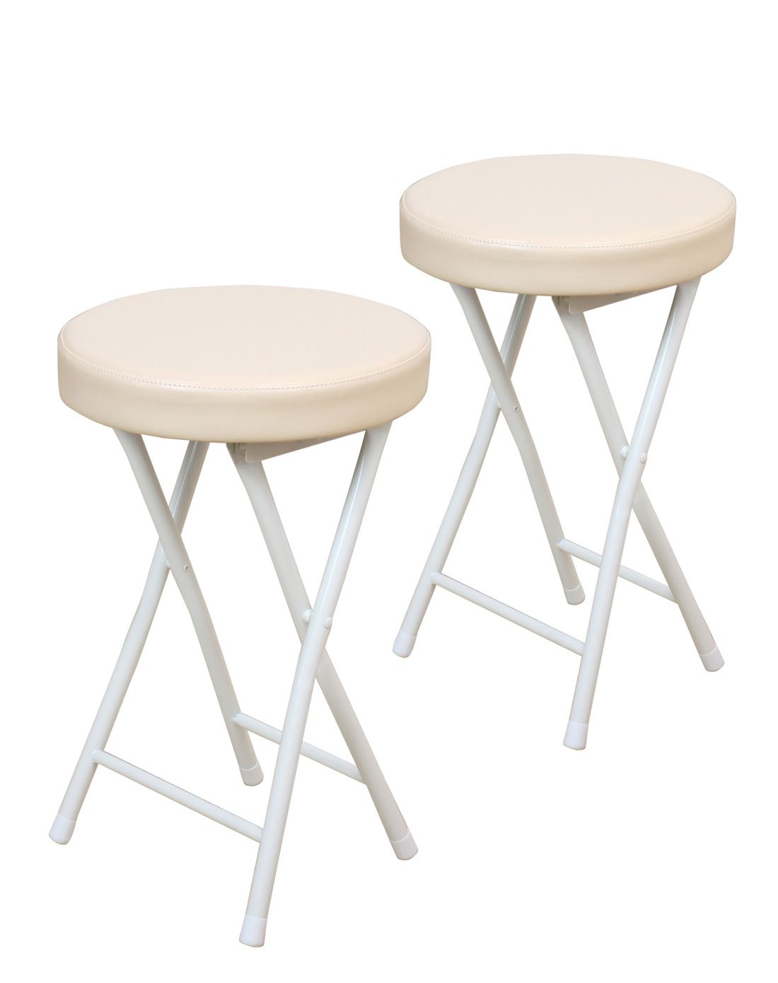 马卡龙香草杏圆形折叠凳两个入