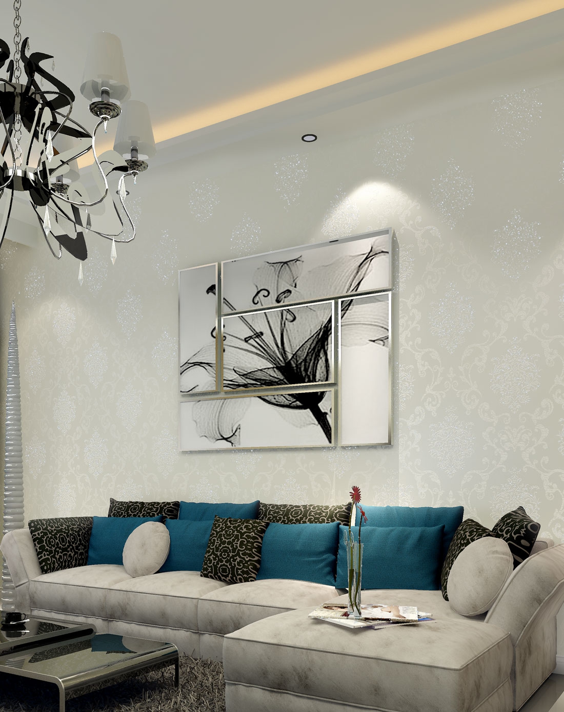 欧式大马士无纺布3d墙纸