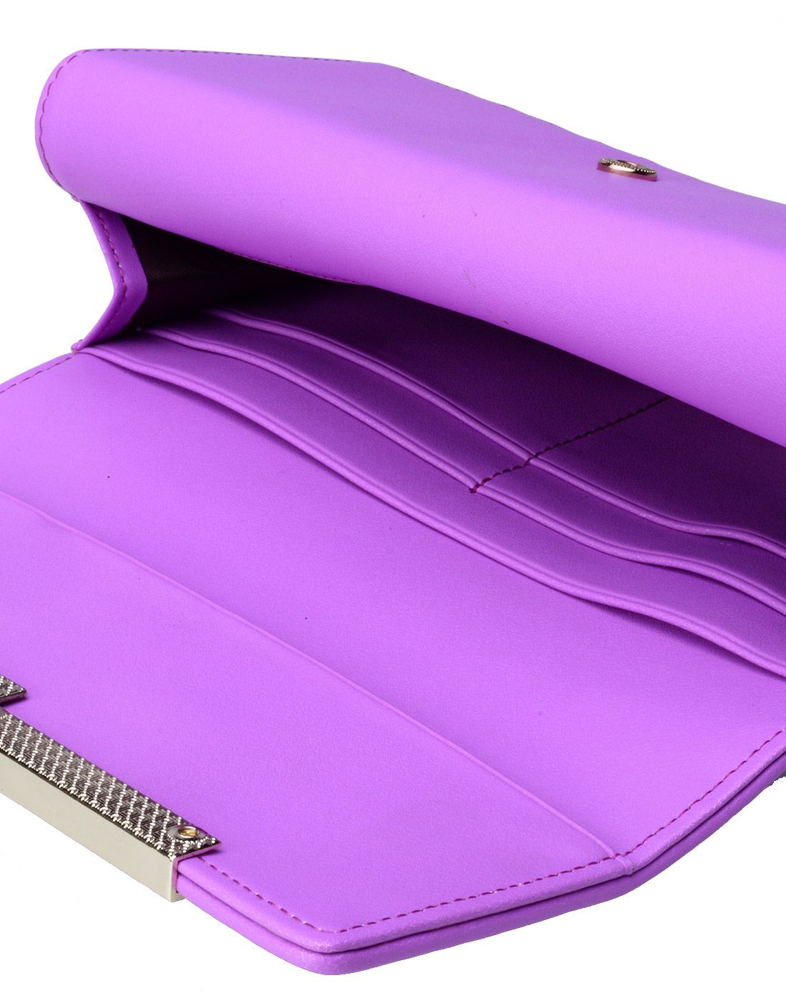 女款紫色经典菱格长款钱包