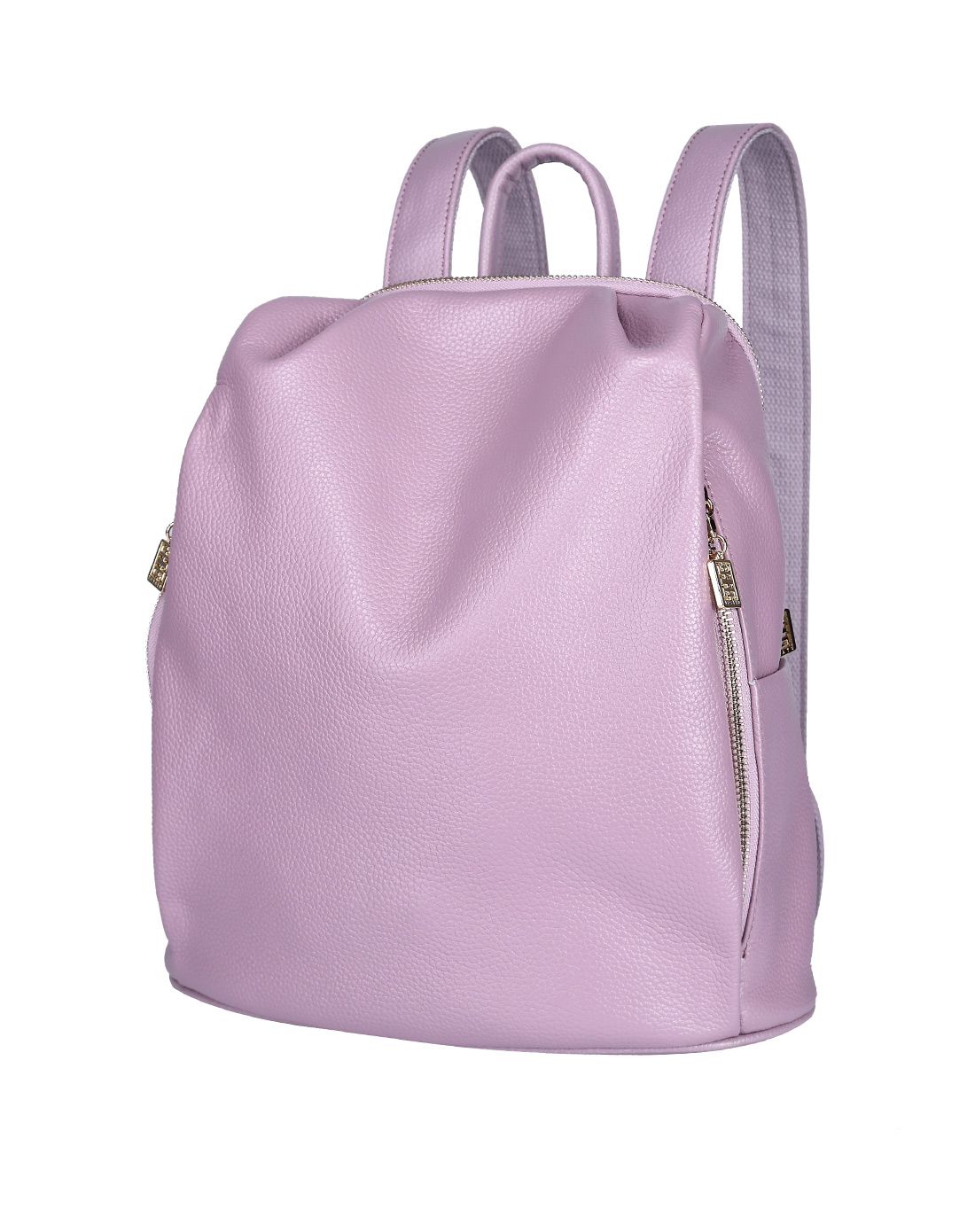 女款香芋粉色牛皮时尚简约休闲双肩背包