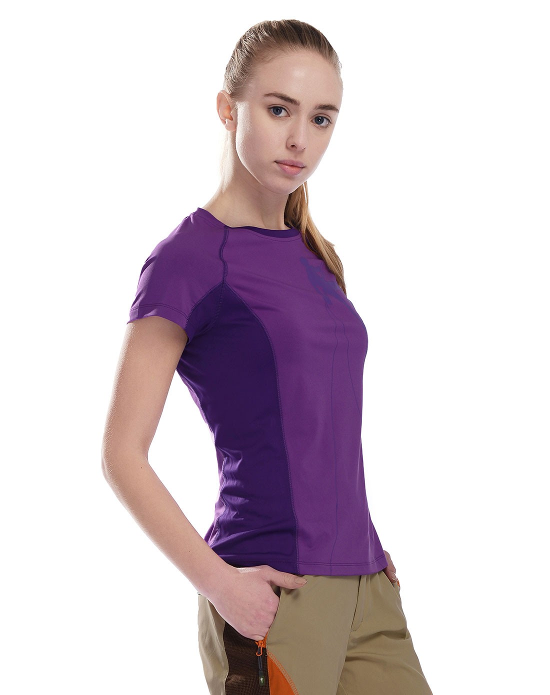 舒适快干 女款葡萄紫色短袖t恤 透气休闲