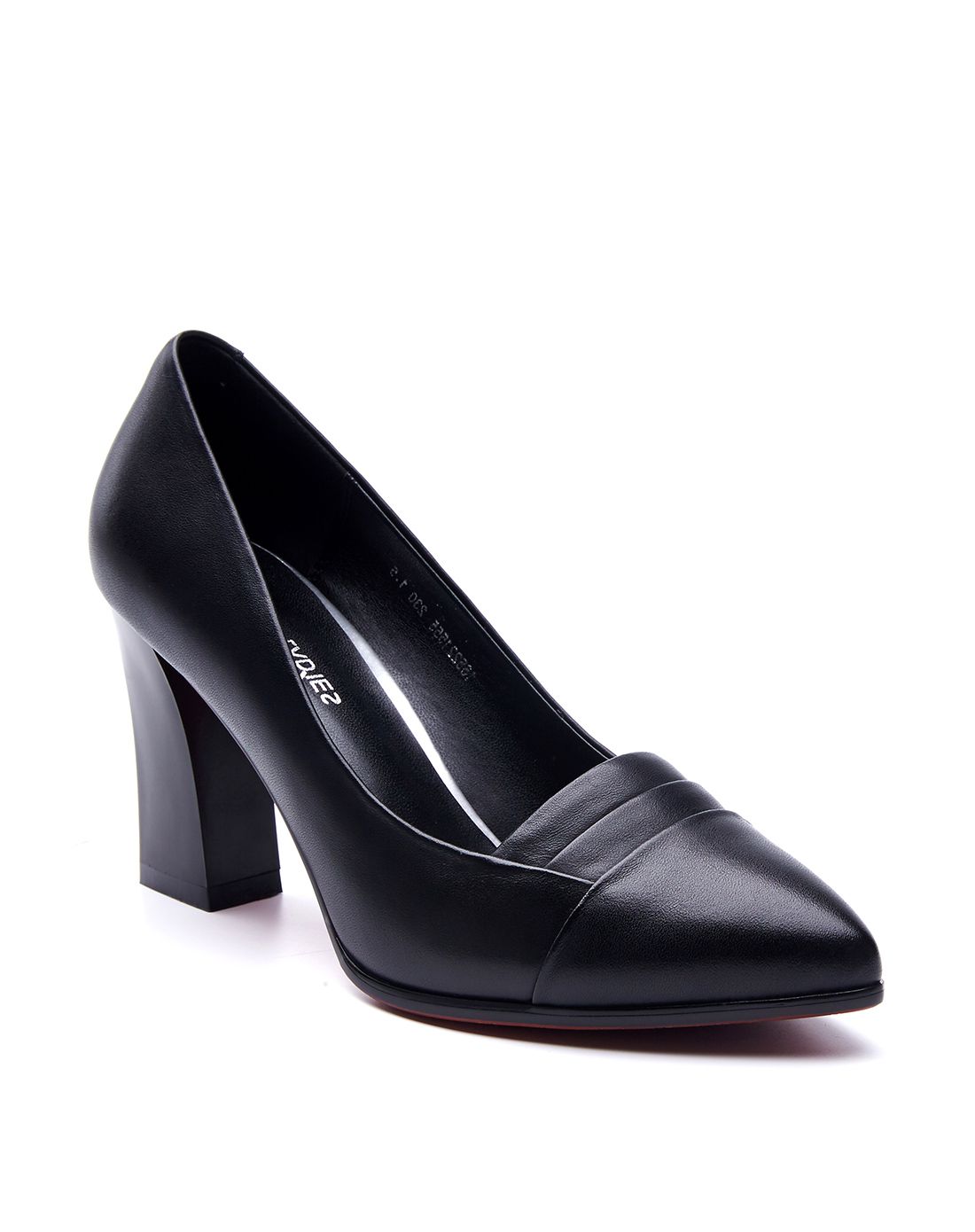 奥康女款2016新款黑色牛皮尖头单鞋