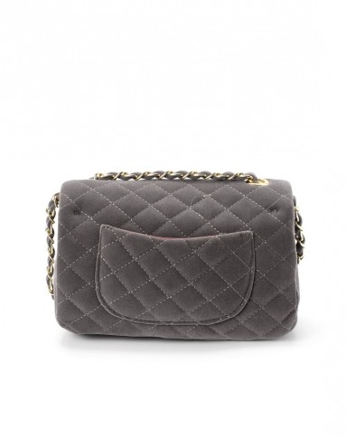 makko灰色丝绒斜纹翻盖斜挎包