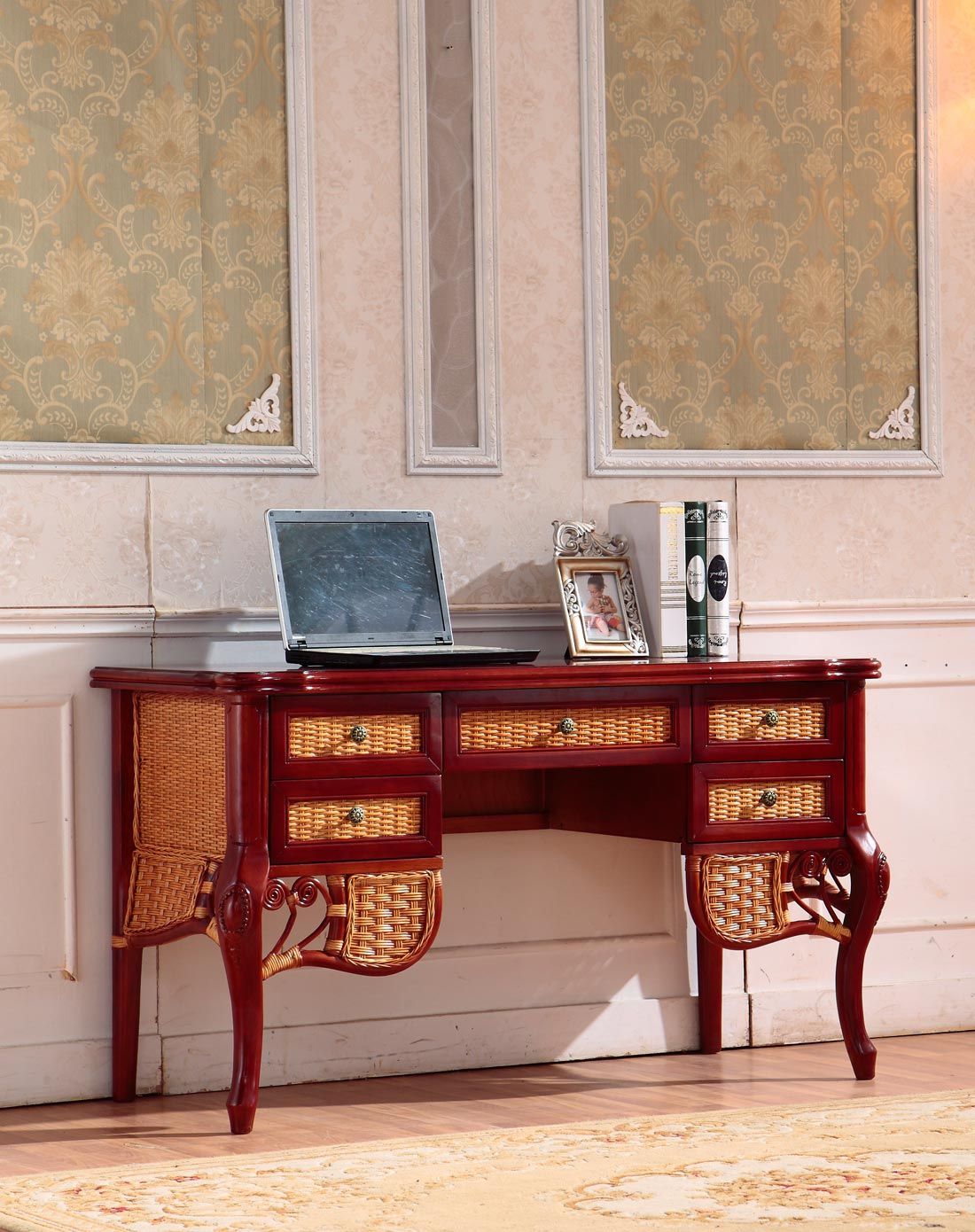 > 藤佳人藤编办公桌椅组合套件