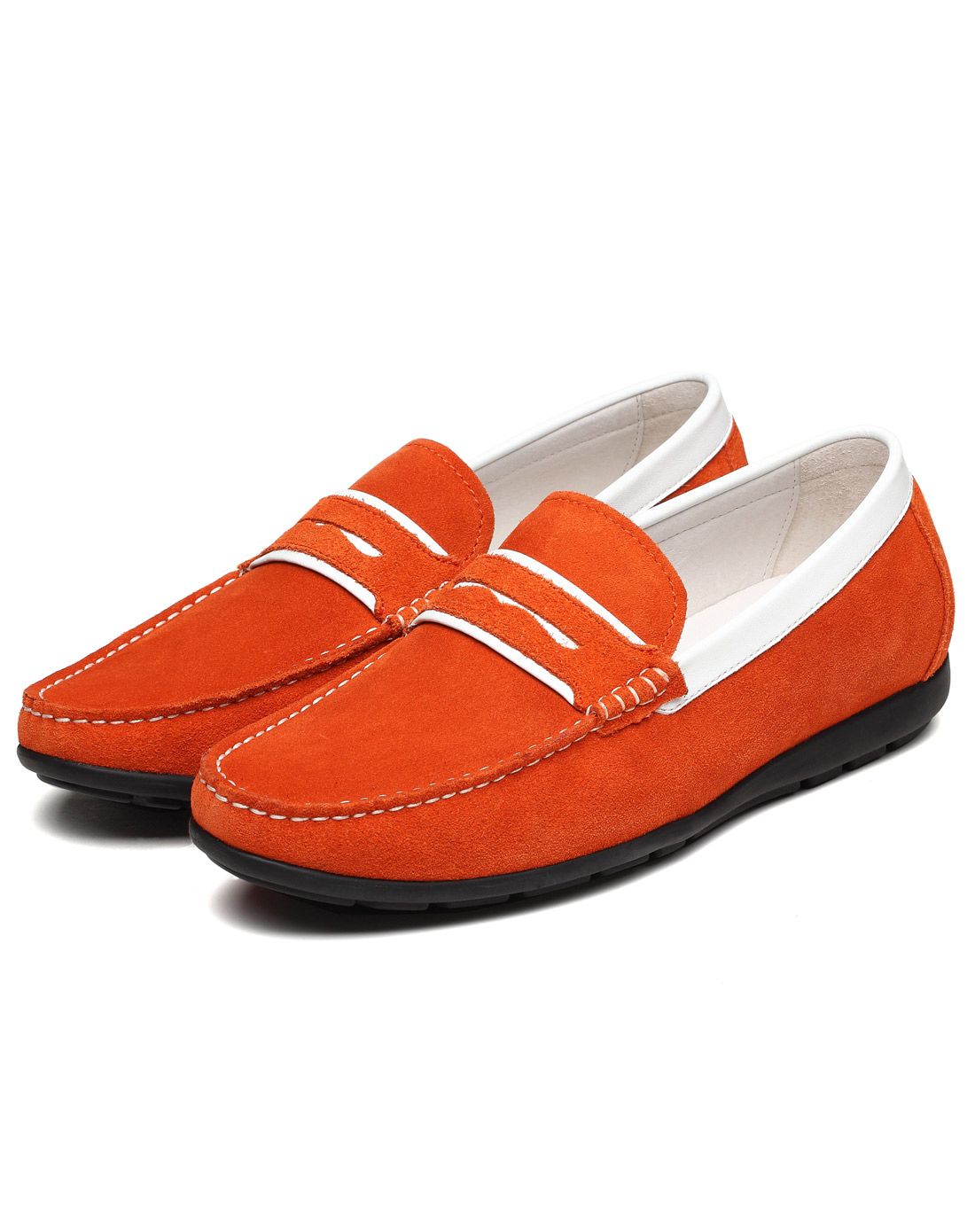 2015新品橙色牛皮时尚休闲皮鞋