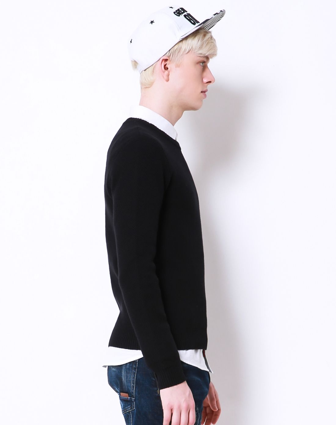 三福时尚男女装男款黑色贴皮绣圆领毛衣350125黑色_唯品会