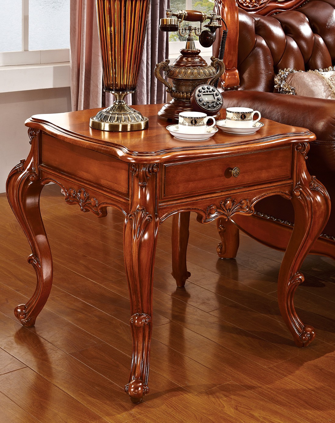 新古典简约带抽储物方茶几