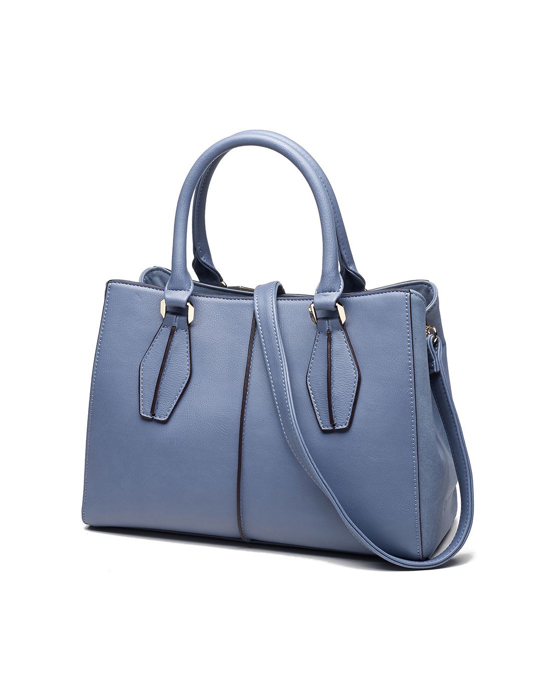 达芙妮优雅手提单肩斜挎牛仔蓝手提包