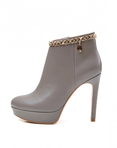 接吻猫kisscat15年新款灰紫色粒面牛皮超高跟矮靴d55704-05dc-w-灰