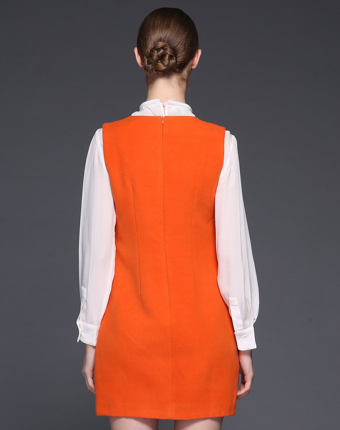 橙色优雅气质修身马甲