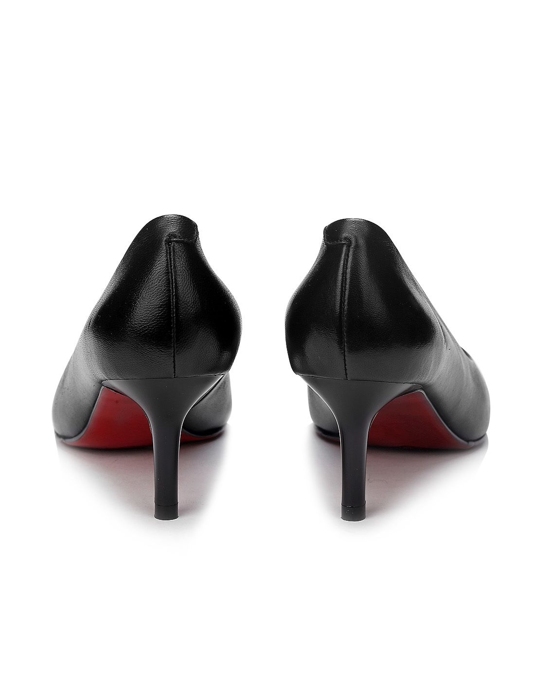 2016年新品都市丽人范黑色羊皮流线型尖头防滑细跟浅口单鞋