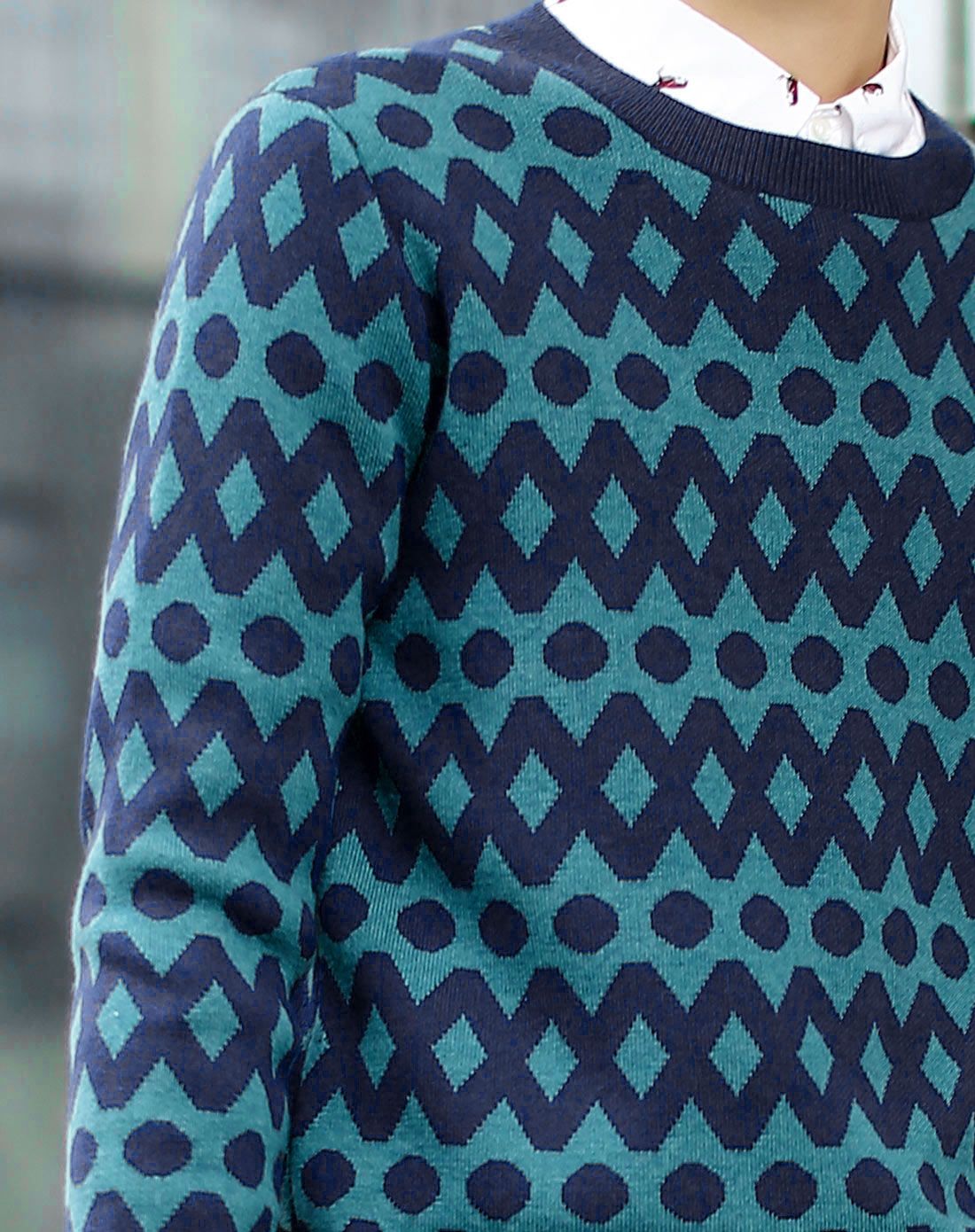 future系列 时尚纹理绿色针织衫