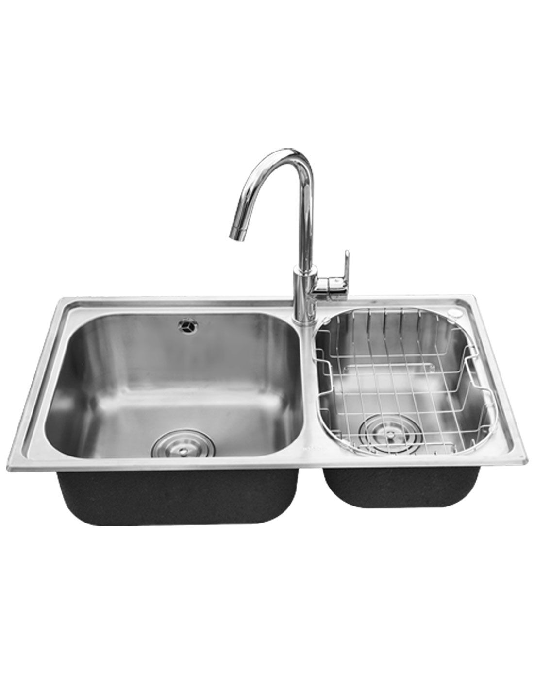 760mm优质304不锈钢双槽洗菜盆套餐 06108