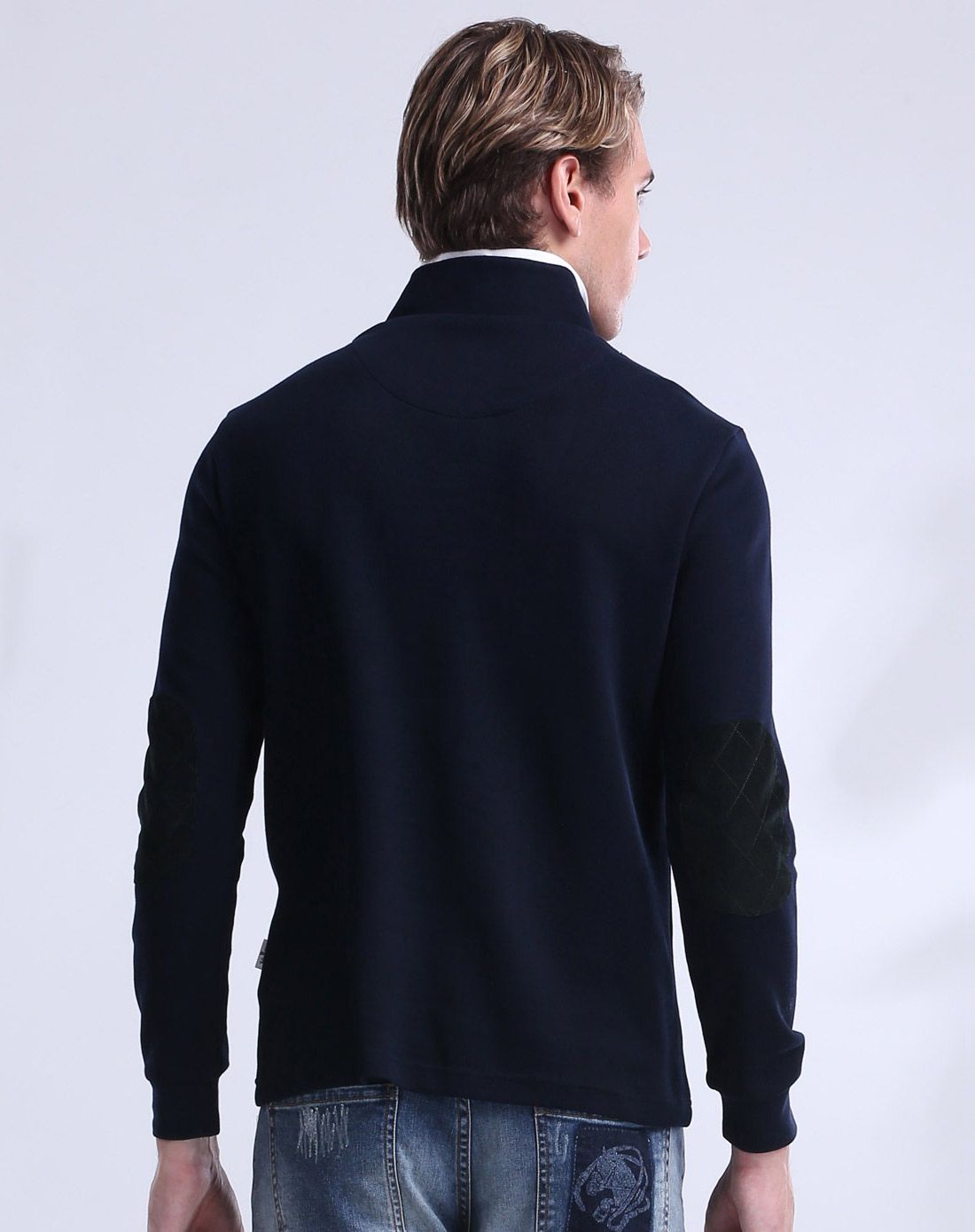 felix buhler男蔚蓝双层假领简洁休闲长袖t恤f4420124-304_唯品会