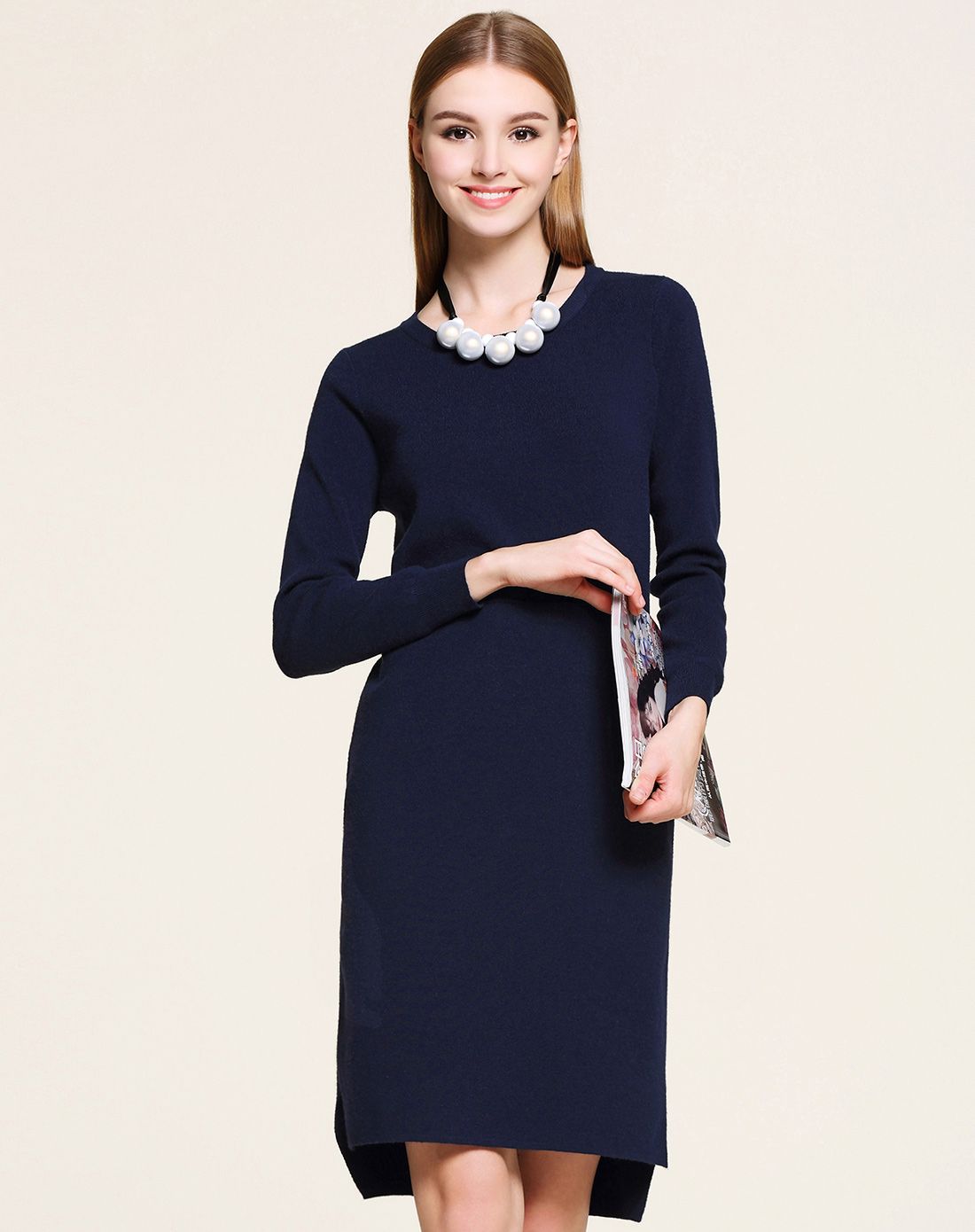 藏蓝色时尚修身连衣裙